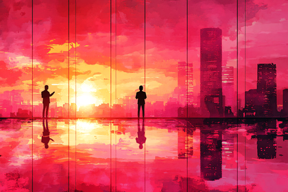 Silhouette Cityscape Sunset View