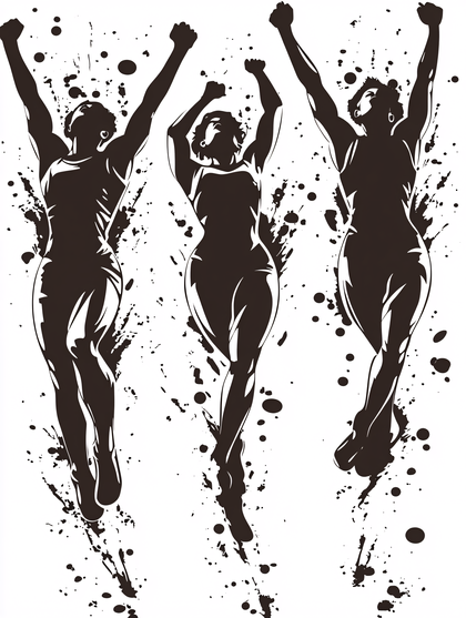 Silhouette Figures Celebrating Victory