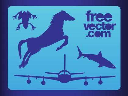 Silhouette Icons Set Free Vector