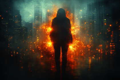 Silhouette in an Apocalyptic City