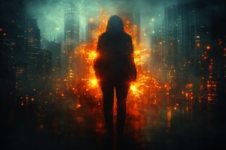 Silhouette in an Apocalyptic City