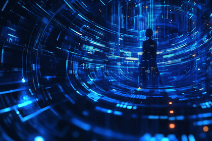 Silhouette in Digital Tunnel