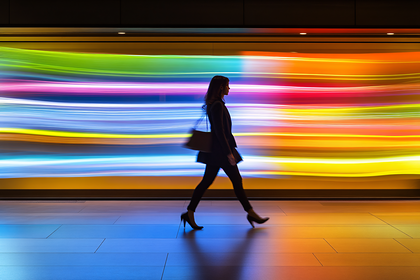 Silhouette in Motion with Light Trails