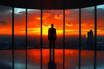 Silhouette in Skyscraper Windows