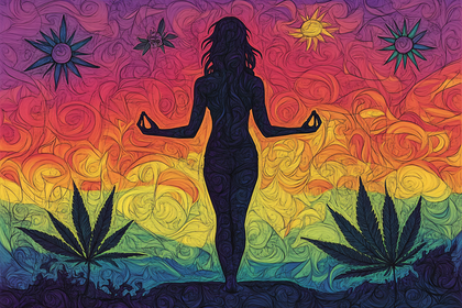 Silhouette Meditation Rainbow