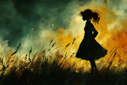 Silhouette Of A Girl In A Field