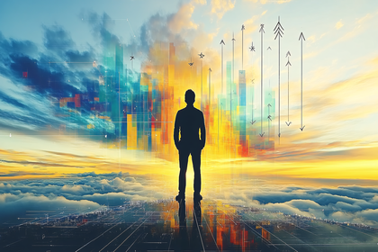 Silhouette Of A Person With Rising Arrows