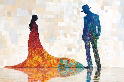 Silhouette Of Couple Made Of Circles