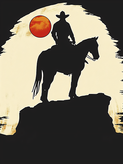 Silhouette Of Cowboy On Horse