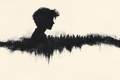 Silhouette Of Person Overlooking Crowd
