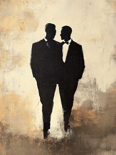 Silhouette Of Two Men In Suits