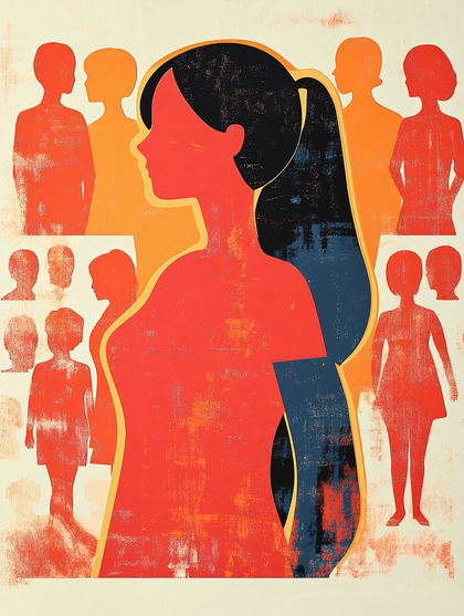 Silhouette Of Woman In Crowd
