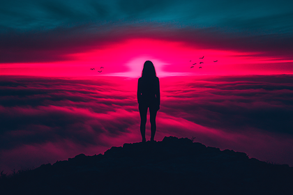 Silhouette on a Crimson Sky