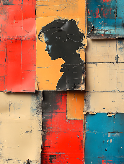 Silhouette Profile On Colorful Panels