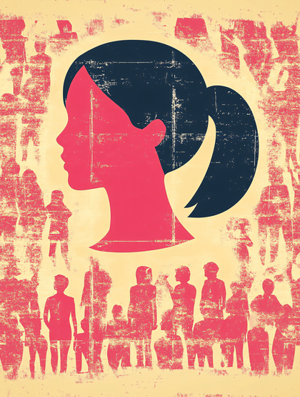 Silhouette Profile Woman Crowd