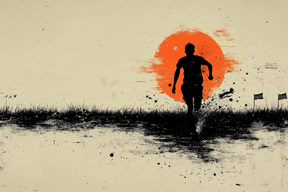 Silhouette Runner At Sunset