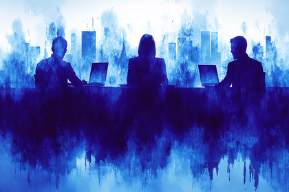 Silhouetted Business Team Meeting