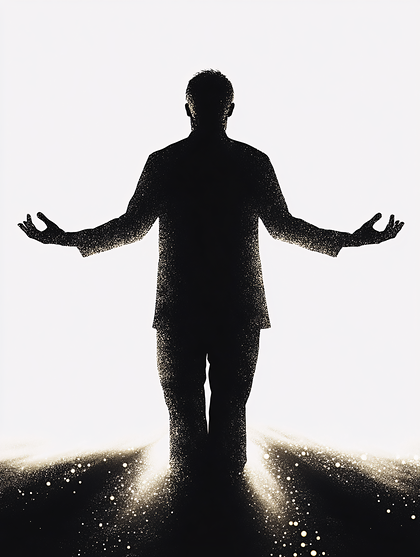 Silhouetted Figure On Sparkling Path