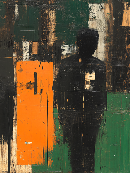 Silhouetted Figure on Textured Background