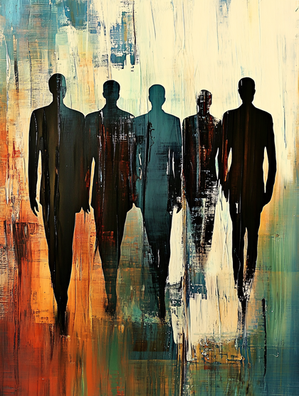 Silhouetted Figures in Abstract