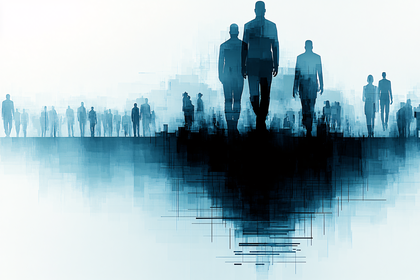 Silhouetted Figures Walking Towards a Bright Future