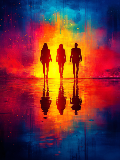 Silhouettes In Colorful Light