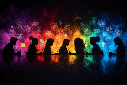 Silhouettes Writing with Colorful Aura