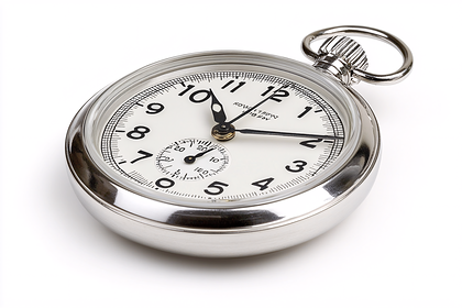 Silver Pocket Watch on White Background