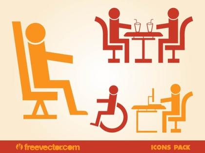 Sitting People Icons Free Vector