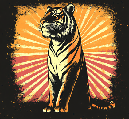 Sitting Tiger Retro Style