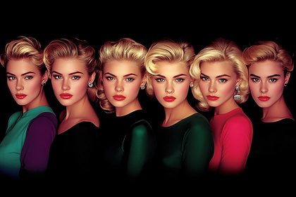 Six Blonde Retro Glamour Women