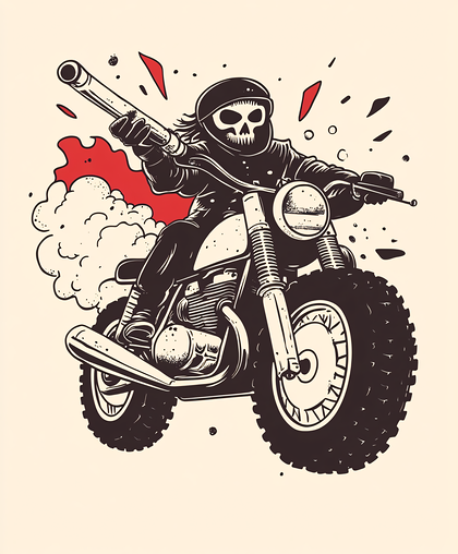 Skeleton Biker With Gun
