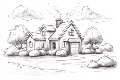 Sketch Of Cozy House