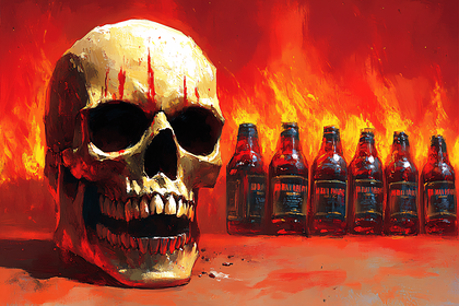 Skull And Beer Bottles In Hell