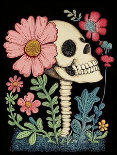 Skull and Flowers