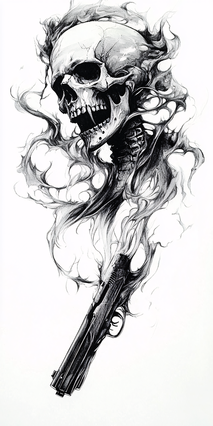 Skull And Gun Sketch