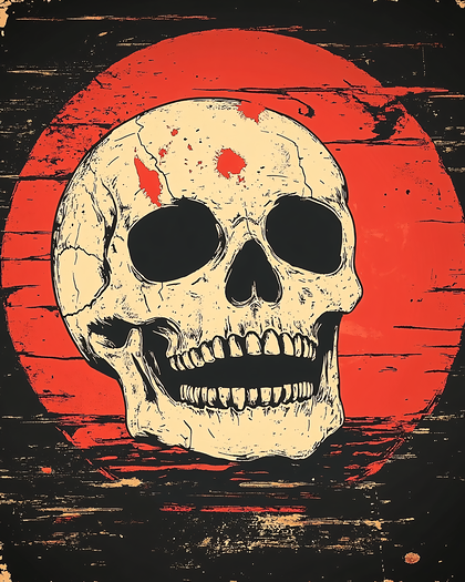 Skull on Red Background