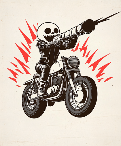 Skull Rider on Motorcycle