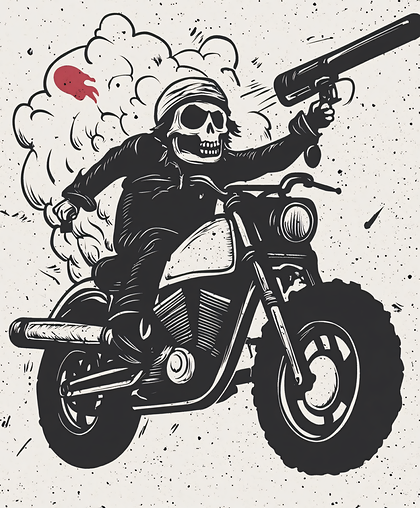 Skull Rider on Motorcycle
