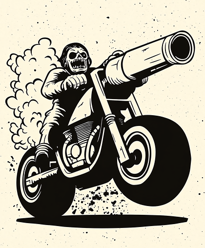 Skull Rider with Cannon Motorcycle