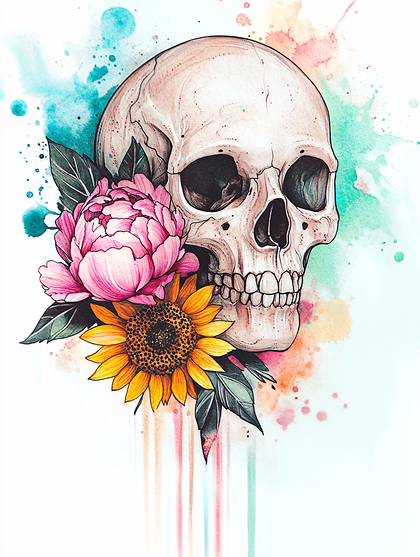 Skull With Floral Arrangement