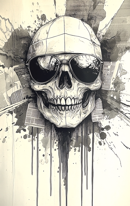 Skull With Sunglasses And Newspaper