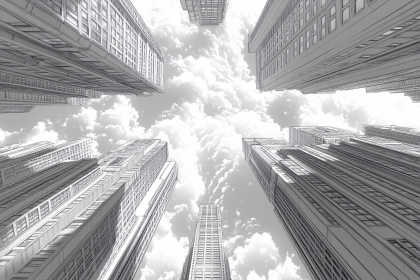 Skyscrapers And Clouds Sketch