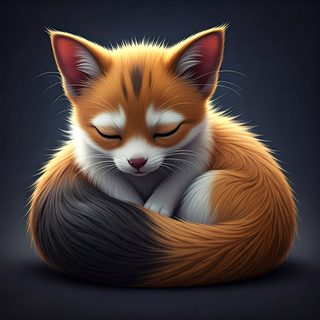 sleeping baby fox