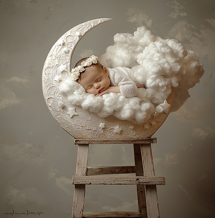 Sleeping Baby In A Moon Cradle