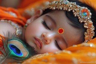 sleeping baby krishna