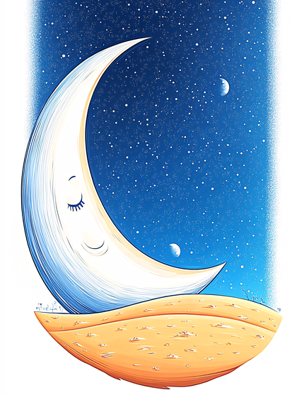 Sleeping Crescent Moon Night