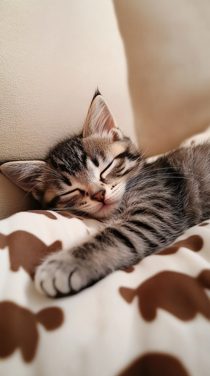 Sleeping Kitten On Blanket