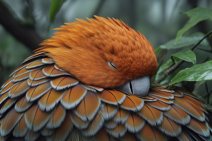 Sleeping Orange Bird