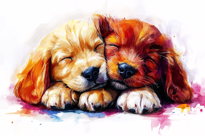 Sleeping Puppy Watercolor